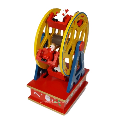 Weihnachtsriesenrad Spieluhr Holz gelb blau rot 3010